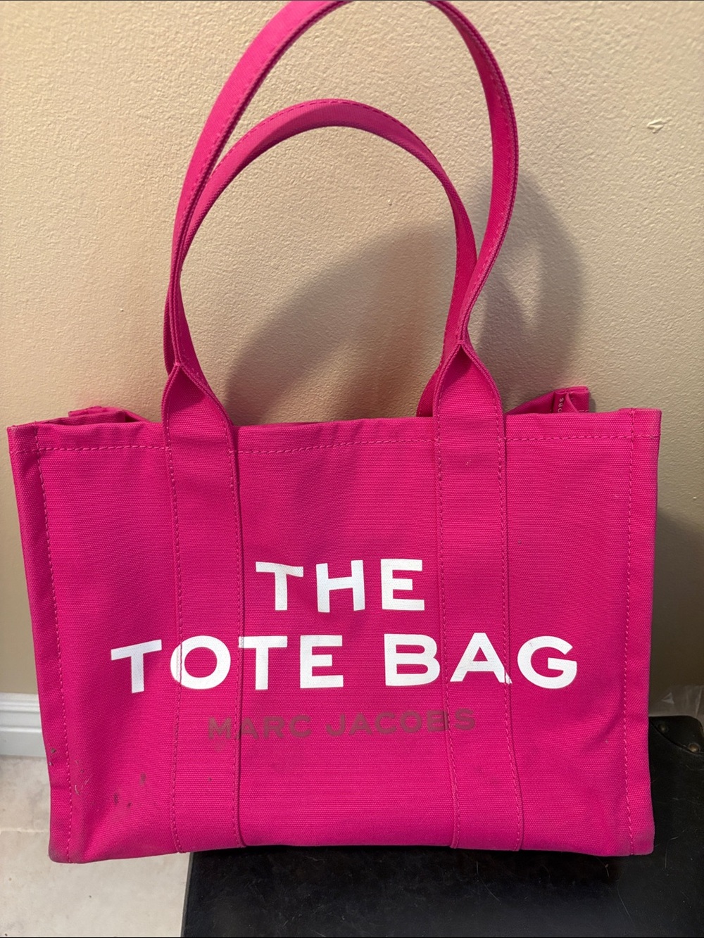 Marc Jacobs Pink Canvas,  Black Zipper The Tote Bag